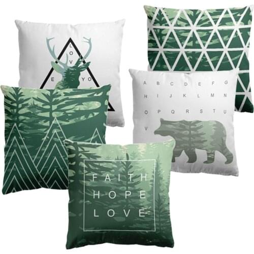 Nordic Style Green Pillow Cover Geometric Cushion Cover Plants Home Decor Throw Pillows Decorative Pillowcase