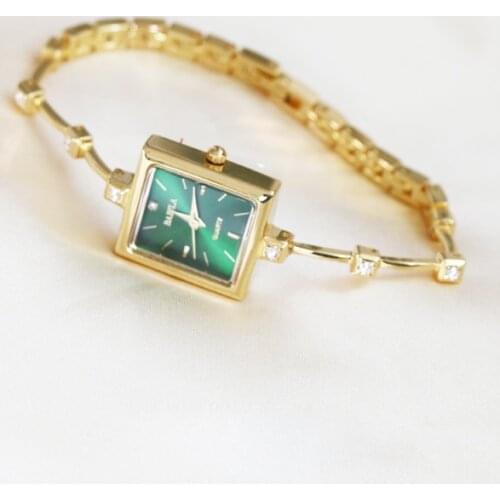 Korean Style Lady Square Dial Watch Thin Alloy Watchband White Fritillaria Delicate Retro Fashion Quartz Watch