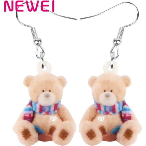 Newei Acrylic Cute Toy Doll Bear Earrings Drop Big Printing Animal Dangle Jewelry Gift For Women Girl Kids Fashion Accessories