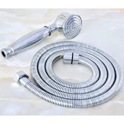 1.5m Polished Chrome Brass Flexible Bathroom Hand Held Shower Hose and Telephone Style Hand Held Shower Head mhh023