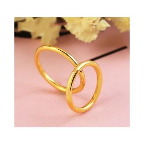 1PCS Pure 999 24K Yellow Gold Best Gift Women Smooth Ring / 1.1g/ US Size 6