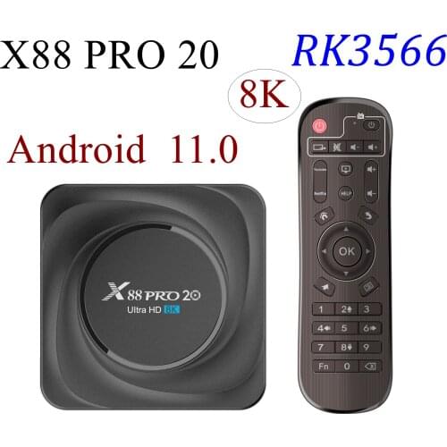 10PCS Android 11.0 TV BOX X88 Pro 20 RK3566 Quad-Core 8GB DDR4 64GB/4GB 32GB LAN 1000M 2.4G/5G Dual Wifi BT4.0 Media player