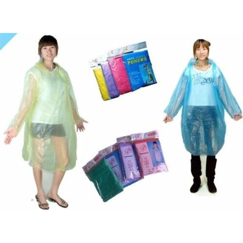 1000 pcs/lo One-time Solid Raincoat Disposable PE Raincoats Poncho Rainwear Disposable Rain Wear Camping Travel Rain Coat