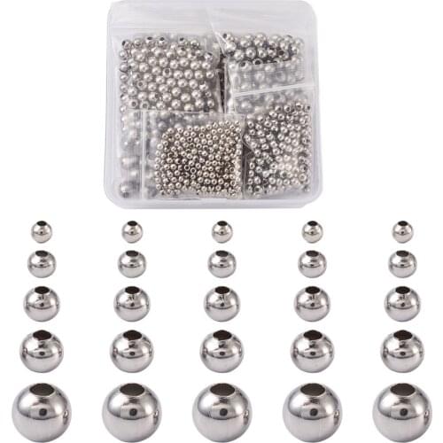 1000pcs/box 304 Stainless Steel Round Beads Loose Spacer Beads Charm For DIY Bracelets Jewelry Making Accessories Findings