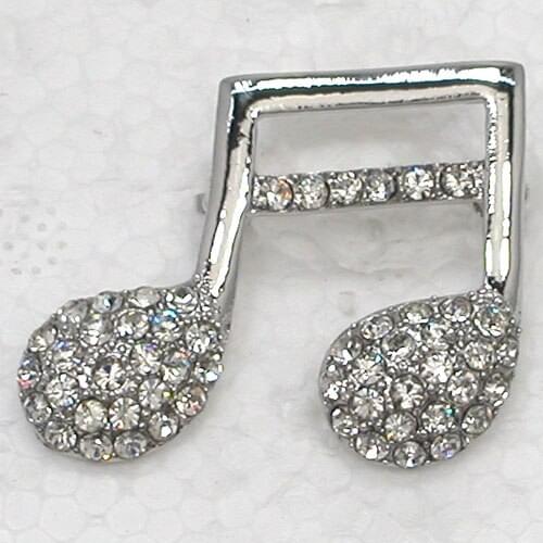 12pcs/lot Wholesale Fashion Brooch Rhinestone Music Note Pin brooches C101498
