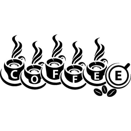 16.7cm*8cm Coffee Cups Vinyl Stickers Decals Motorcycle Car Styling Black/Silver S3-6092