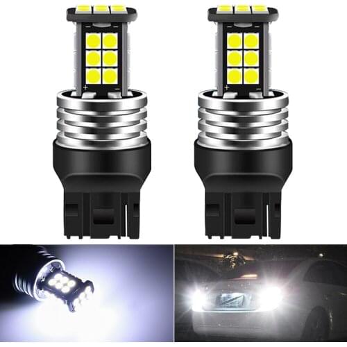 2Pcs Super Bright T20 7440 W21W WY21W 1200Lm LED Auto Backup Reverse Lamp Turn Signal Car Tail Brake Bulb Daytime Running Lights