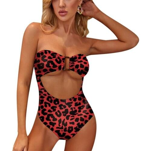 2021 Summer Womne Printing Strapless Swimsuit Bikini Women Sexy Bathing Suit Female Off Shoulder Swimwear Beachwear Monokini