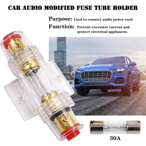 4-8 Gauge AWG In-line Fuse Holder AGU Type Fuses Car Audio Modified Fuse Tube Holder 30A Automatic Stereo Audio Circuit Breaker
