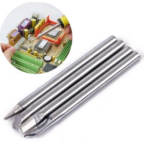 4Pcs Silver Copper Lead-free Solder Iron Tips Electric Iron Heads Repair Welding Tools 4.4mm x 65mm For 40W Electric Solder