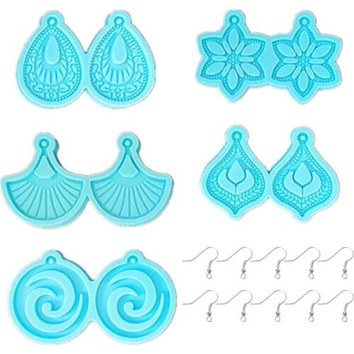 5 Pcs Earrings Epoxy Resin Mold Handmade Ear Drop Dangle Silicone Mould DIY Crafts Jewelry Necklace Pendants Mold
