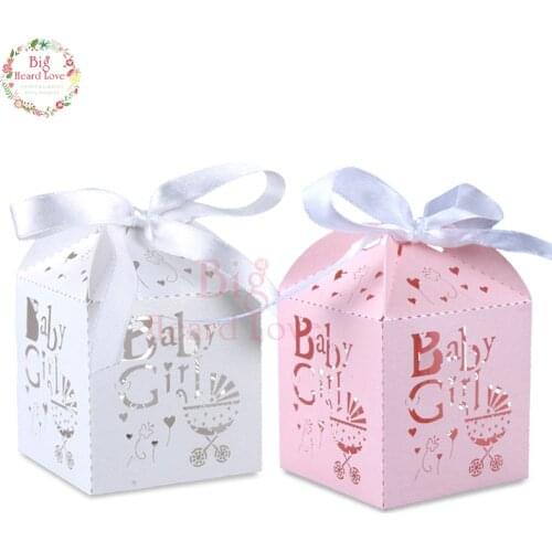 50pcs Laser Cut Baby Carriage Candy Box Baby Shower Favors Birthday Party Box Girl Gift Box Baby Shower Party Decoration