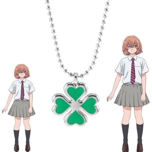 Popular Anime Tokyo Avengers Hinata Tachibana Four Leaf Clover Pendant Necklace For Womens Fashion Memorial Jewelry Gift
