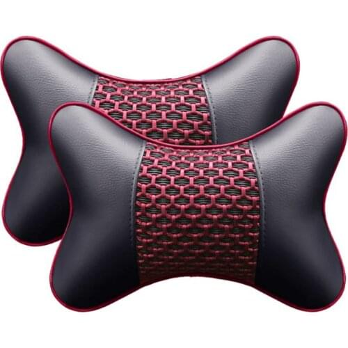2pcs Artificial Leather Car Pillow Protection Neck Car Headrest Comfortable Auto Supplies Safety Breathable Neck Pillow F19A