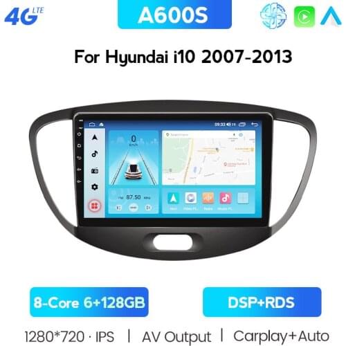 6G+128G Android 10 Car DVD Player For Hyundai I10 2007-2013 Car Radio GPS Navigation CarPlay WIFI IPS Multimedia Player 2din Rus