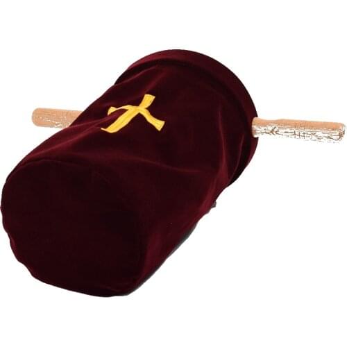 Velvet Blend Church Bag Church Cross Tithe Offering Bag with Wooden Handles