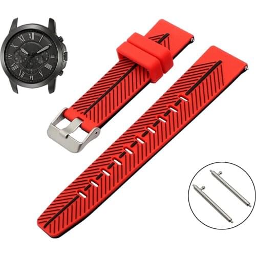 Quick Release Watch Band for Fossil Q Founder Wander Crewmaster Grant Marshal Double Color Silicone Watchband Smart Accessories
