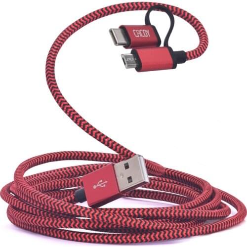 Cacoy 2M USB C to Micro USB Adapter [2 in 1] Cable Braided for Samsung Galaxy Note9/8/S9/S8, Nexus 5X/6P, OnePlus 2/3, and More