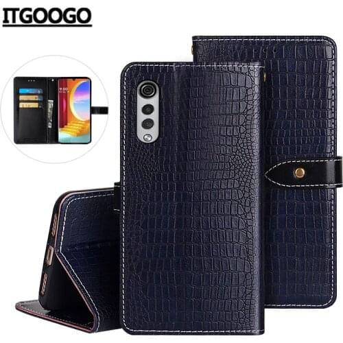 Case For LG Velvet Case Cover Crocodile Grain Flip Leather Case For LG Velvet LM-G900N LM-G900EM Cover Business Phone Case