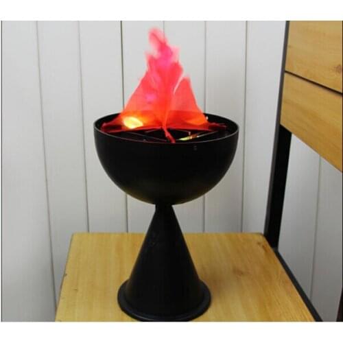 20CM Electronic LED Flame Lamp Desktop Hallowmas Fire Lamp Holiday Party Decoration Brazier Haunted House Props Festival Lantern
