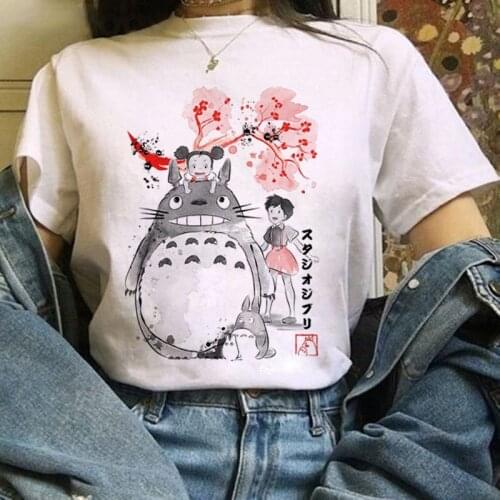 Summer Women T Shirts Totoro Print Oversized y2k top graphic tee Short Sleeve Tee Studio Ghibli Harajuku Cartoon T-shirt Female