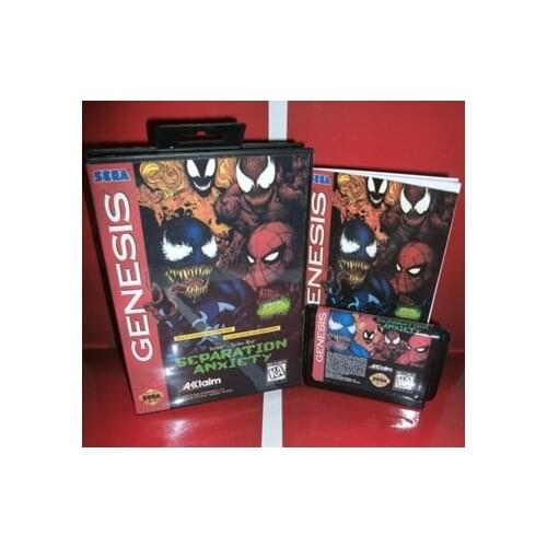 Spider-Men game Venomed - Separation Anx US Cover with Box and Manual ForSega MegadriveGenesis Video Game Console 16 bit MD card