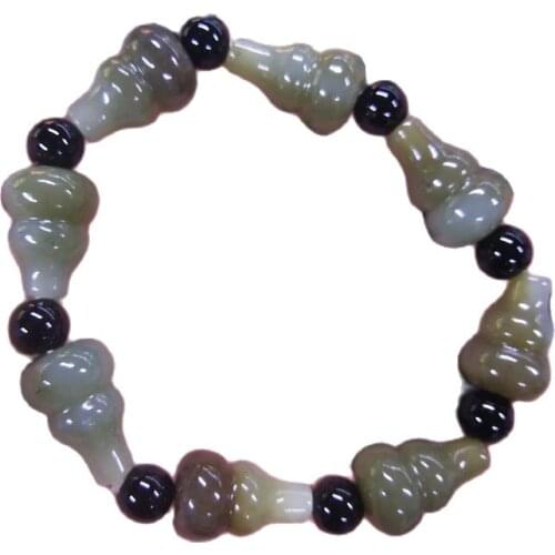 Chinese Handmade Natural Hotan Jade Gourd Bracelet Grade A Jade Bangle