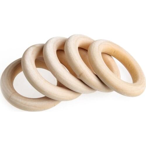 5pcs Crafts DIY Baby Teething Natural Wooden Rings Necklace Bracelet 55mm Y1QF