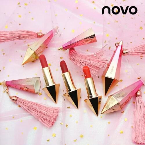 NOVO Fashion Diamond Brighten Matte Lipstick Nude Waterproof Long-Lasting lips tint Pigment Makeup Moisture Free Shipping