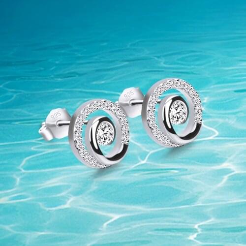 New fashion Tai Chi Stud earrings Women & girls 100% 925 sterling silver personality jewelry Rose gold simple mini earrings gift