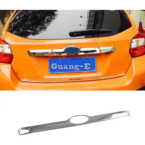 For Subaru XV 2012 2013 2014 2015 Car Style Cover ABS Chrome Rear License Plate Door Tailgate Frame Plate Trim Lamp Hoods 1pcs