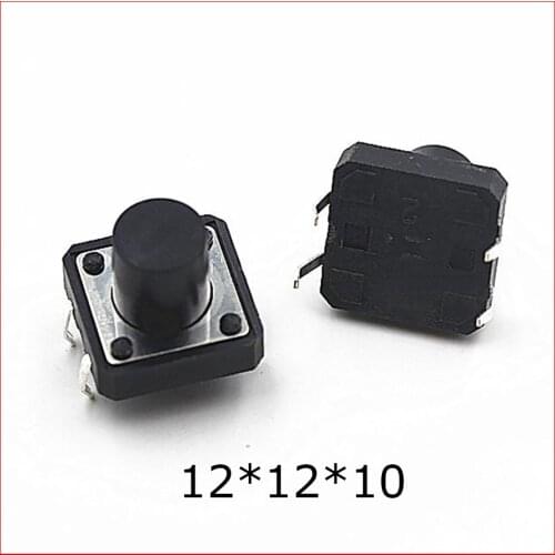 Sample,10 pcs 12*12*10mm Round Tactile Push Button Switch/Micro switch,12X12X10MM DIP button switch black Free shipping