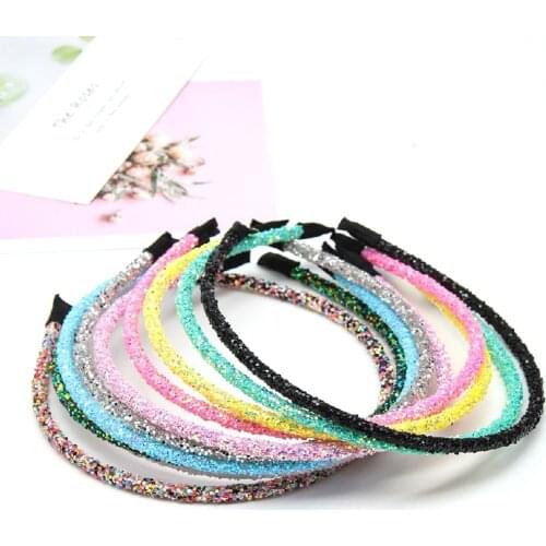 Ncmama 10pcs/lot Korean Solid Glitter Hairband for Girls Fashion Shiny Candy Color Kids Headbands Hair Hoop Hair Accessories