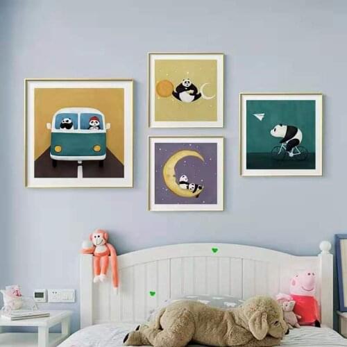 Panda Childrens Room Decoration Painting Bedroom Bedside Painting Modern Simple Creative Childlike Cartoon Mural