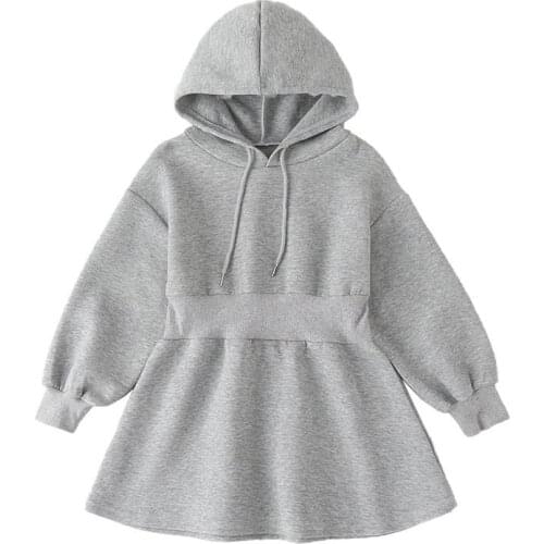 2021Girls Cotton Dress Teenager Girls Clothing Long Sleeve hoodie dress baby Casual A-line Dress 4-14 years old teenager
