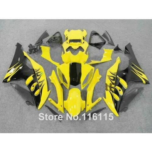 Fit for YAMAHA R6 2008 -2014 black flames yellow fairings set YZF R6 08 - 13 14 custom fairing kit #2160 Full injection