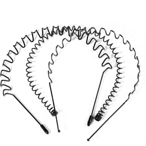 Fashion Black Metal Waved Style Alice Sports Hairband Solid Men Women Unisex Hair Band 1Pcs Casual Adult Headwear 8 Styles