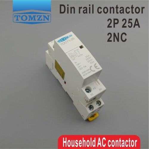 TOCT1 2P 25A 2NC 220V/230V 50/60HZ Din rail Household ac Modular contactor two normal close