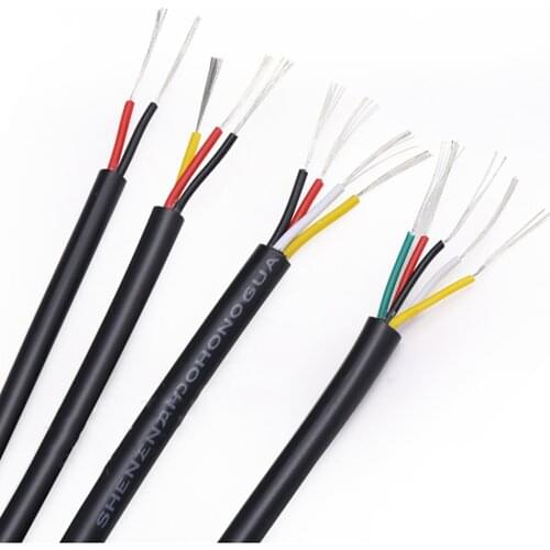 UL2464 Black Multicore Tinned Copper 2/3/4 Core Signal Control Insulated PVC Wire 20/22/24 / 26AWG Wholesale Stock