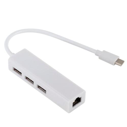 USB HUB Type C to Ethernet Adapter 3 Ports USB HUB RJ45 10/100Mbps Network Card Lan Adapter USB-C for Macbook
