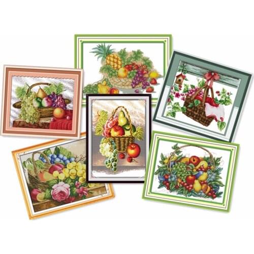 Everlasting Love Fruit Basket Chinese Cross Stitch Kits Ecological Cotton Stamped Fabric 14CT DIY Christmas Decorations For Home