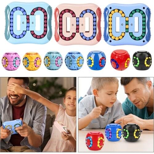 Rotating Magic Bean Fingertip Cube Fidget Handheld Toy for Adults Kids Creative Stress Relief Decompression Portable Educational