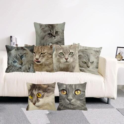 XUNYU 45cmx45m Cute Pet Cat Pillowcase New Comfort Cushion Cover Home Sofa Decoration Pillowcase B0012
