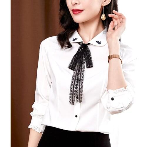 Free Shipping Woman Feminina WomenS Vintage Blouse Fashion Clothes 2020 Spring Autumn White Embroidered Shirts Female D0119