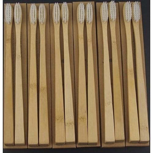DR.PERFECT 12 Pieces White Extra Slim Toothbrush Bamboo White Bristle Toothbrush Soft-bristle Bamboo Fibre Wooden Handle