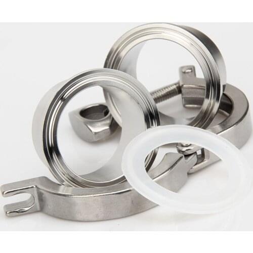 1 PCS Tri Clamp x 19 25 32 38 45 51mm Pipe OD + Silicone Gasket Sanitary Fitting Stainless Steel 304 Pipe clamp set Hygienic Gra