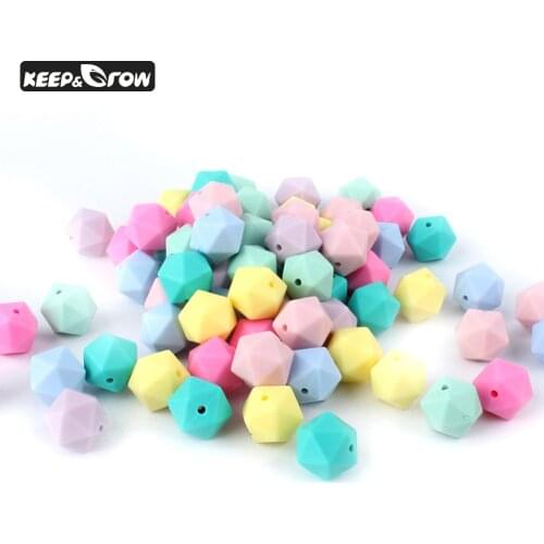 10Pcs 14mm Icosahedron Silicone Beads Food Grade Baby Teething Beads BPA Free Baby Teethers For Baby Pacifier Chain Making
