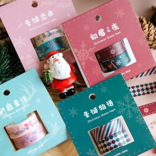2 Pcs/Set Merry Christmas Washi Tape Christmas Tree Reindeer Adhesive Tape DIY Scrapbooking Label Stickers