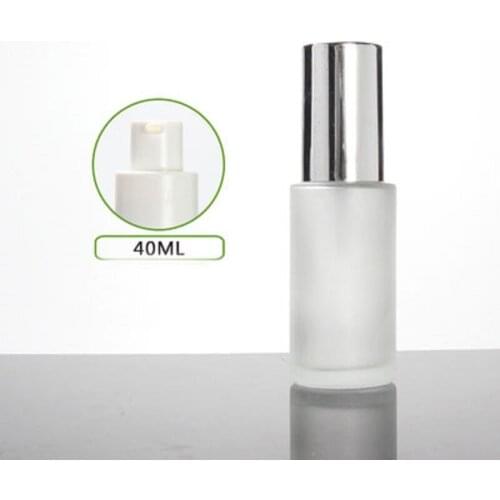 40ml frosted/green/blue/white glass bottle shiny silver lid for serum/lotion/emulsion/foundation/gel skin care cosmetic packing