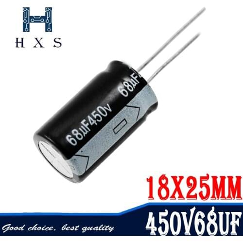 5PCS 450v68uf 450v 18x25mm 450v 68uf 18*25 Electrolytic c Electrolytic capacitor 450V68UF